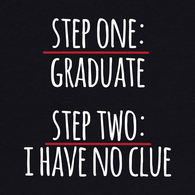Step One Graduate Step Two No Clue by thingsandthings